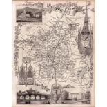 Worcestershire Steel Engraved Antique Thomas Moule Antique Map.