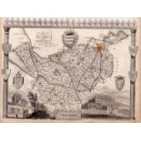 Cheshire Steel Engraved Victorian Thomas Moule Antique Map.