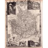 Monmouthshire Steel Engraved Victorian Thomas Moule Antique Map.