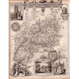 Gloucestershire Steel Engraved Victorian Thomas Moule Map.