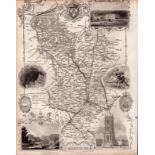 Derbyshire Steel Engraved Victorian Thomas Moule Antique Map.