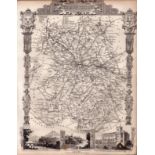 Shropshire Steel Engraved Victorian Thomas Moule Antique Map.