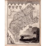 Cumbria & Lake District Steel Engraved Victorian Thomas Moule Map.