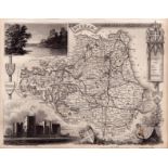 Durham Steel Engraved Victorian Thomas Moule Antique Map.