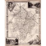 Warwickshire Steel Engraved Victorian Thomas Moule Map.