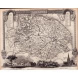 Norfolk Steel Engraved Victorian Thomas Moule Antique Map.