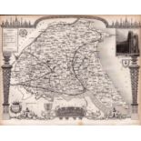 Yorkshire East Riding Steel Engraved Antique Thomas Moule Map.