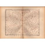 Star Atlas Declination 8 Hr -58 Degrees Astronomy Antique Map.