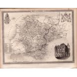 Devonshire Steel Engraved Victorian Thomas Moule Antique Map.