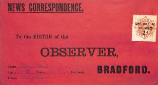 G.B. - Railways 1900 Red News Correspondence Envelope Sent From Clayton To The Editor of The
