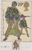 G.B. - Queen Elizabeth II 1983 British Army Uniforms: Original Artwork In Pen & Ink and Watercolo...