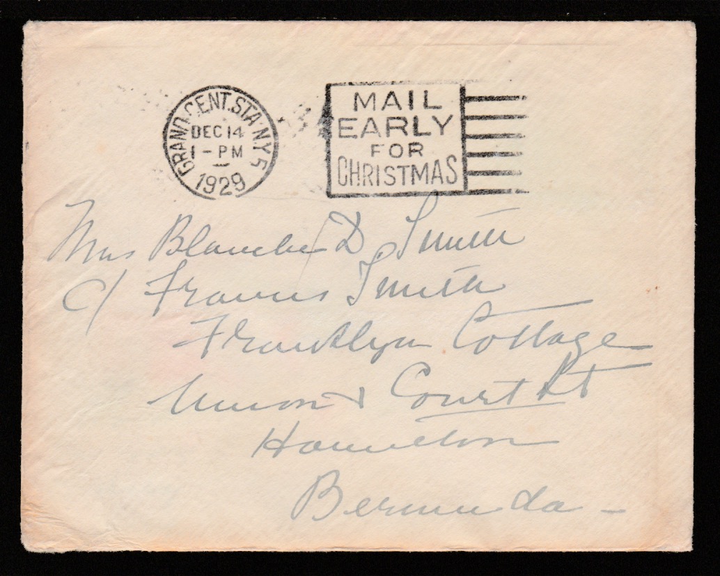 Bermuda 1929 (Dec 14) Cover From New York To Bermuda, The Stamp Washed Off, The Reverse Bearing T... - Image 2 of 2