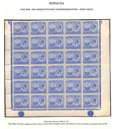 Bermuda 2½d Unmounted Mint Block of Thirty, Rows 7-12, Margins On Three Sides With Plate Number "...