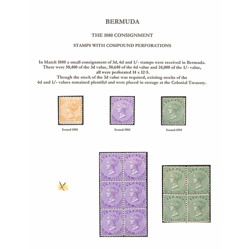 Bermuda 3d, 6d and 1/- Singles, Also 6d Block of Six and 1/- Block of Four All Superb Mint. S.G....