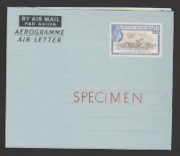 British Honduras 1955 10c Air Letter Sheet Perforated By A Horseshoe "Specimen" Through The Stamp...