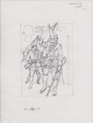 G.B. - Queen Elizabeth II 1983 British Army Uniforms: Preliminary Pencil Sketch For A 191/2p Valu...