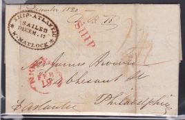 G.B. - Transatlantic 1820 Entire Letter (File Folds) From Liverpool To Philadelphia Sent On The S...