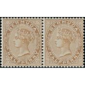 Bermuda ½d Stone, Watermark Inverted, Mint Horizontal Pair, Tiny Tone Mark On Left Stamp, Fine