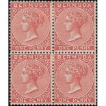 Bermuda 1d Red, Mint Block of Four, Positions 40/41, 46/47 From The Lower Left Pane, Position 40