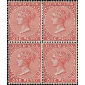 Bermuda 1d Red, Mint Block of Four, Positions 40/41, 46/47 From The Lower Left Pane, Position 40