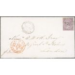 Bermuda 1873 (Sep 22) Cover To London Franked 6d Dull Purple Tied By Light Numeral Cancel, Hamilt...