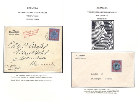 Bermuda 1938 (Jan 20) First Day Cover Posted Within Hamilton Franked 2/6 Black and Red, With Red...