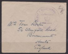 Gilbert & Ellice Islands 1925 (Jan) Stampless Cover To England With Manuscript "Paid PCS" Witten...
