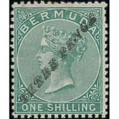 Bermuda 3d On 1/- Green, First Type Surcharge Fine Mint, Hinge Remainders and Possibly A Tiny Thi...