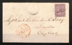 Bermuda 1873 (May 6) Cover To London Franked 6d Dull Purple (Small Corner Fault) Tied By Light