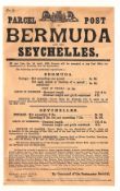 Bermuda 1890 (Mar 25) British Post Office Notice "Parcel Post To Bermuda and The Seychelles"