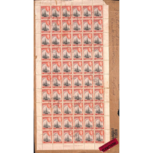 Bermuda 1945 Parcel Piece Addressed To England, Bearing A Complete 1d Sheet of Sixty Cancelled At