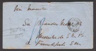 GB - Crimean War 1855 Stampless Cover To Germany With Post Office / B / British Army Datestamp On