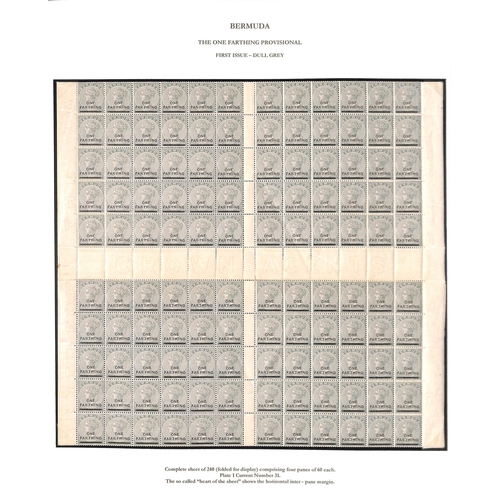 Bermuda Dull Grey First Printing, Complete Unmounted Mint Sheet of 240 In Four Panes of Sixty