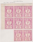G.B. Railways c.1870 Great Western Railway Newspaper Parcel Stamps Colour Trials In Rose Compris...
