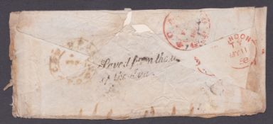 Crash & Wreck 1858 Unstamped Envelope From India To England (Faults) Showing A Fair Strike of The