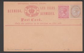 Bermuda 1880 Queen Victoria 1 1/2d Formula Postal Stationery Post Card, Setting C, But Position O...