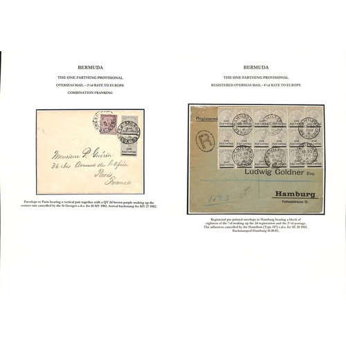 Bermuda 1901-34 Covers (21) and Cards (22) Bearing Farthing Surcharges, The Study On Thirty Pages... - Image 6 of 15