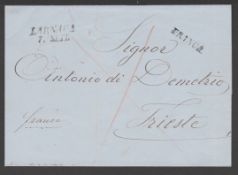 Cyprus 1858 Entire To Trieste Handstamped By The Very Scarce "Larnaca/7. Sett." and "Franca" In