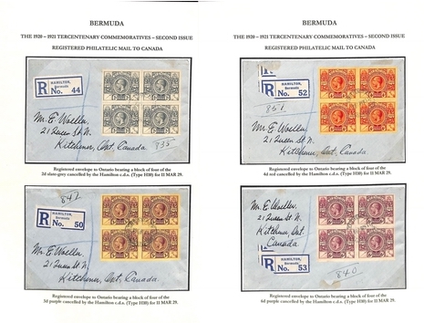 Bermuda 1929 Registered Philatelic Covers To Canada, Bearing Blocks of Four of The 2d, 3d, 4d, 6d...