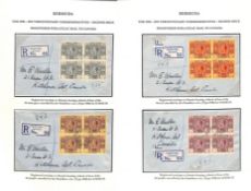 Bermuda 1929 Registered Philatelic Covers To Canada, Bearing Blocks of Four of The 2d, 3d, 4d, 6d...