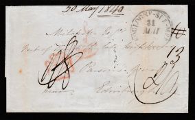 G.B - London 1840 (May 31) Stampless Entire (File Folds) From Boulogne To Scotland Rated 1/8, Th...