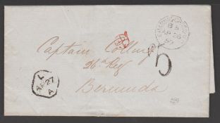 Bermuda / G.B. - Liverpool 1859 Stampless Entire Letter From London To Bermuda With Scarce "5d"