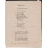 G.B. - Military / Poland 1831 Printed Sheet (Slightly Worn) Entitled "Liberty" - "Glory To The