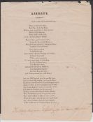G.B. - Military / Poland 1831 Printed Sheet (Slightly Worn) Entitled "Liberty" - "Glory To The