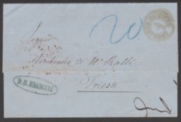 Cyprus 1866 Stampless Entire Letter To Trieste With Oily But Complete "Larnacca Di Cipro" C.D.S....