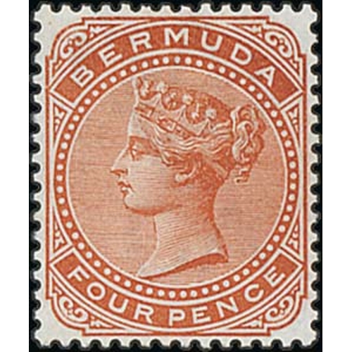 Bermuda 1883 4d Orange-Brown, Sperati Forgery On Crown Ca Paper, No Gum. A Rare Forgery, Produced