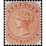 Bermuda 1883 4d Orange-Brown, Sperati Forgery On Crown Ca Paper, No Gum. A Rare Forgery, Produced