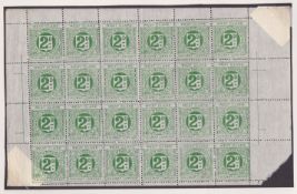 Ireland - C.1900 Full Sheet of 24 "West Clare/Railway Company" 2d Green Railway