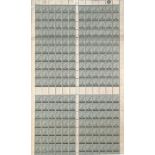 Bermuda Dull Grey First Printing, Complete Unmounted Mint Sheet of 240 In Four Panes of Sixty, Pl...
