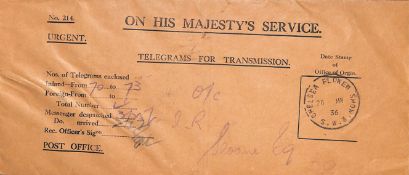 G.B. - Exhibitions / Telegrams 1936 O.H.M.S. Telegrams For Transmission Envelope Used To Send Fou...